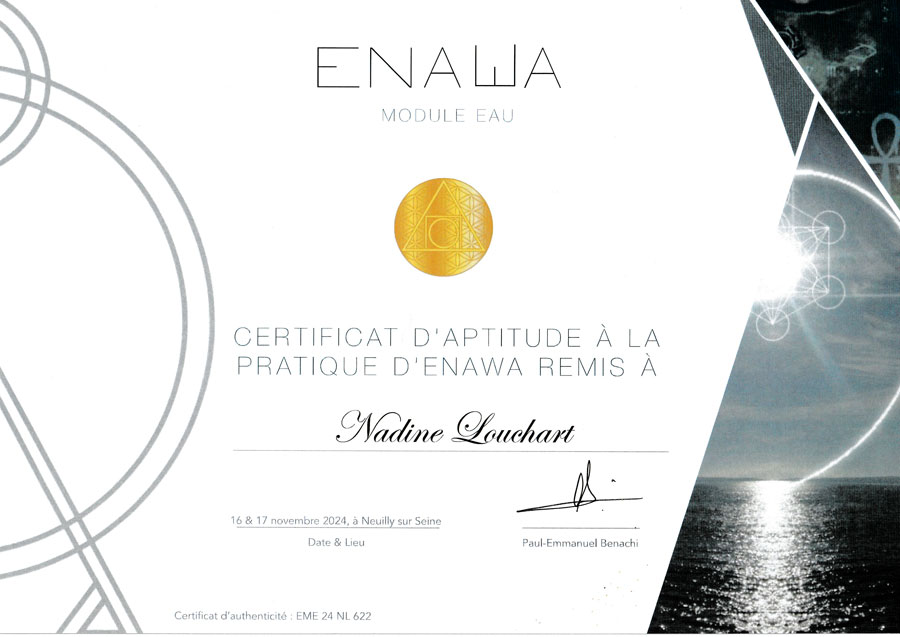 Certificat Enawa Eau Nadine Lou